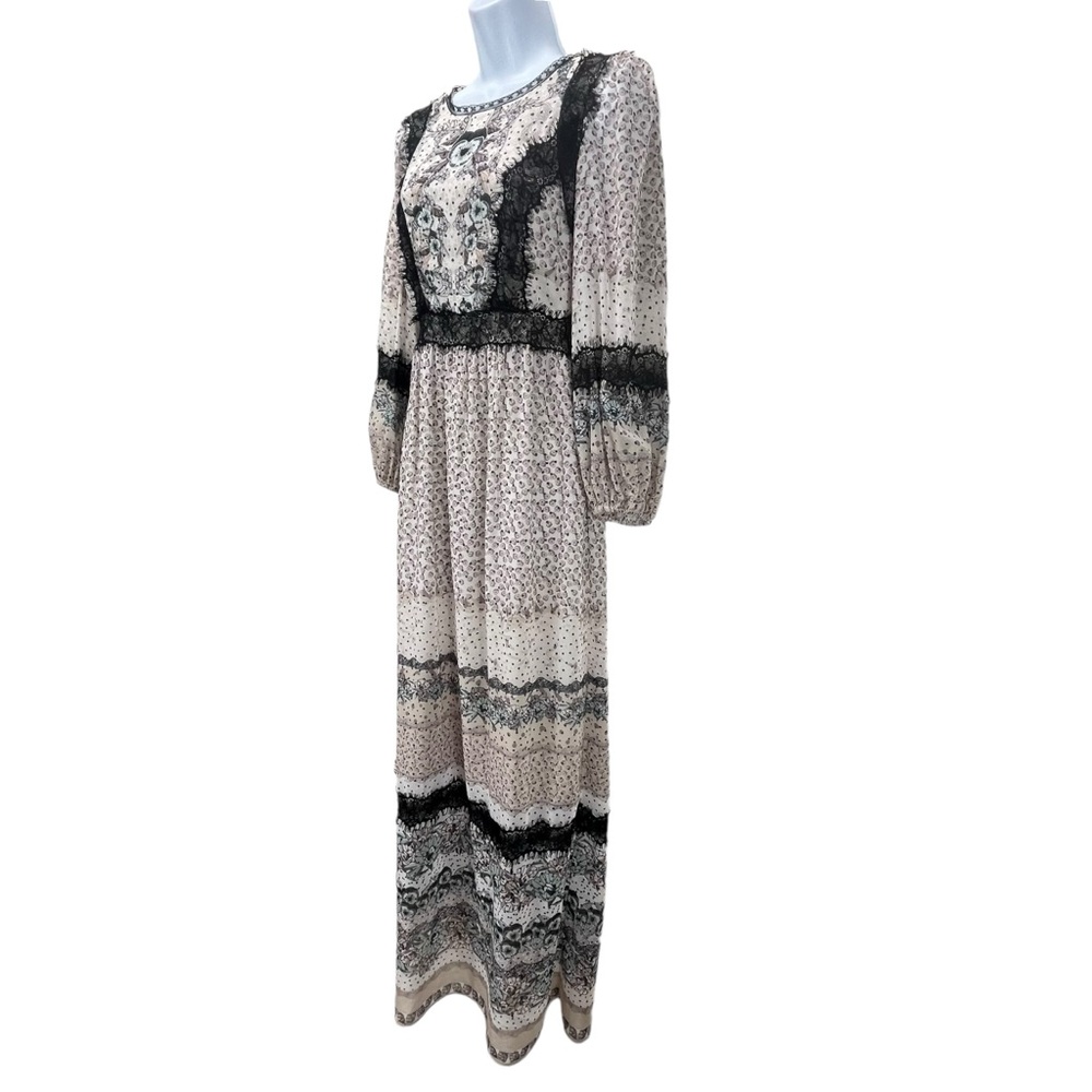 Chelsea &‎ Violet Small Boho Chiffon Lace Maxi Dress Long Sleeve Cottagecore - Picture 2 of 8